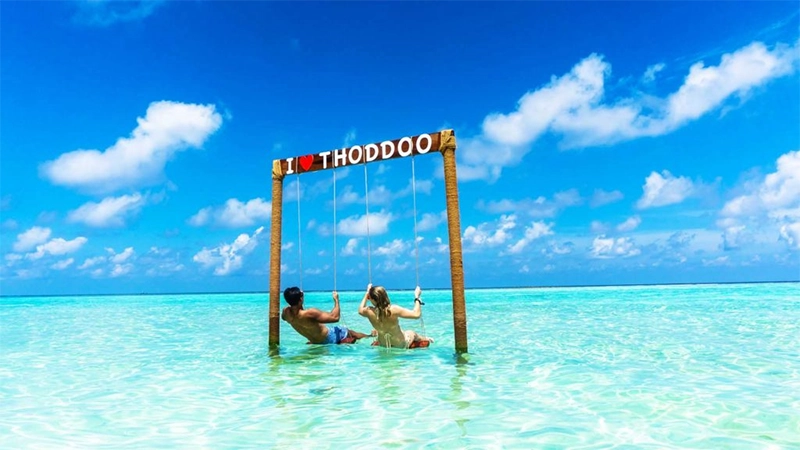 Swings on the old tourist beach