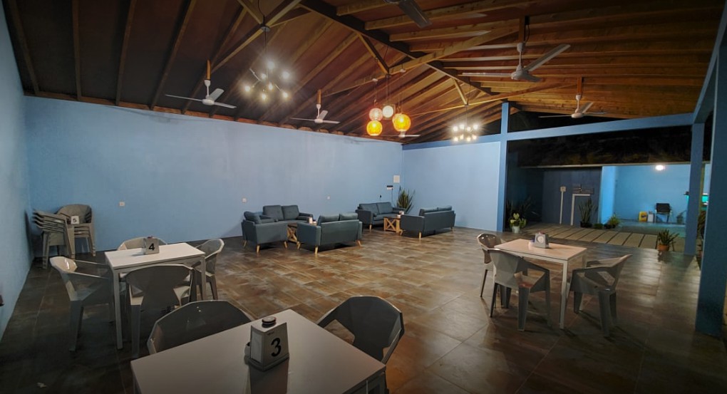 Indoor cafe dining room on Thoddoo